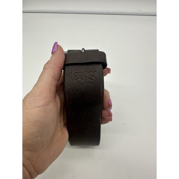 Vintage Levis Genuine Leather Brown Levi Strauss Belt Size 34-38 Y2K Western - Picture 1 of 5